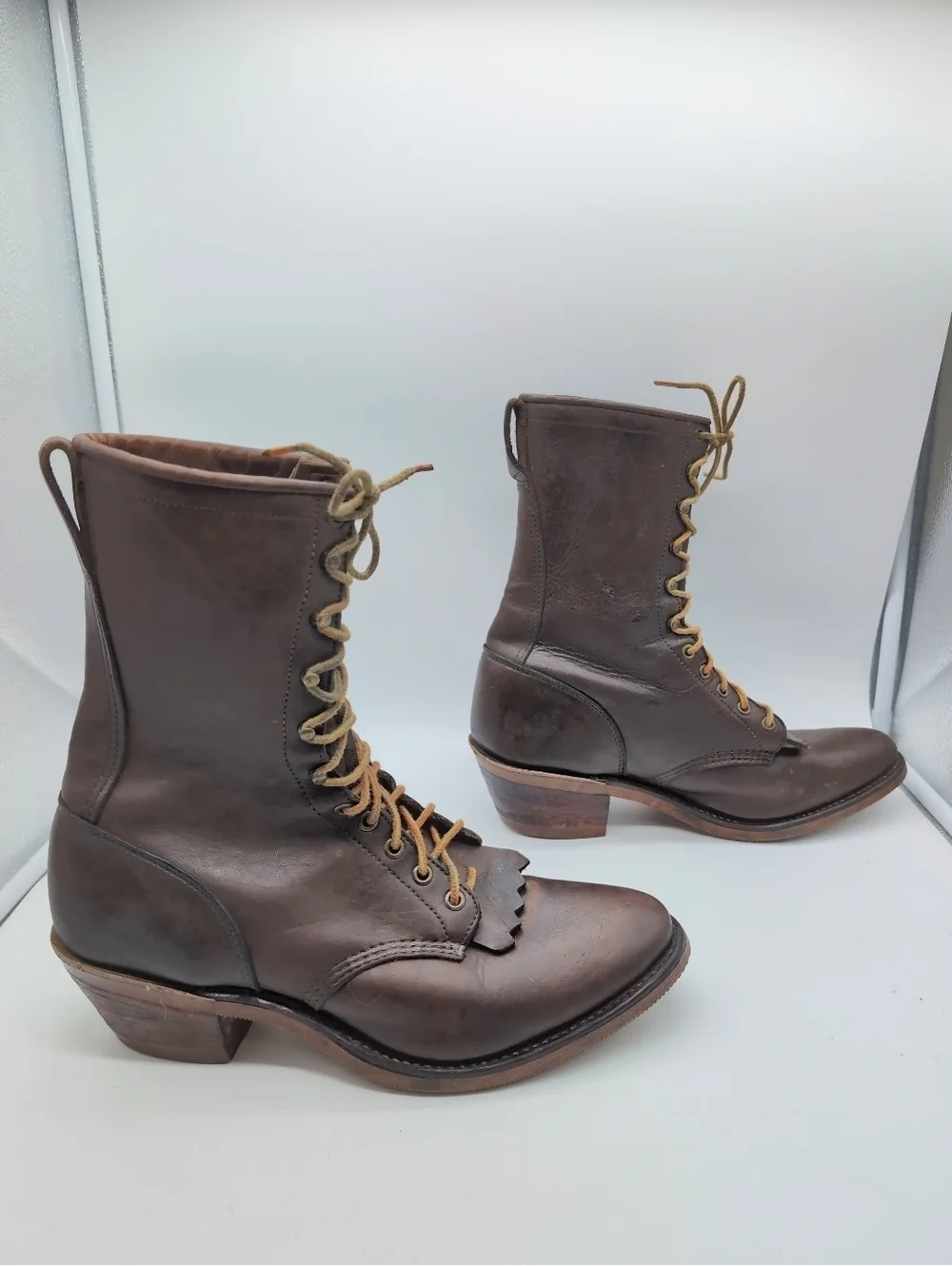 Vintage Chippewa USA 10.5 Roper Leather Boots Justin Heels